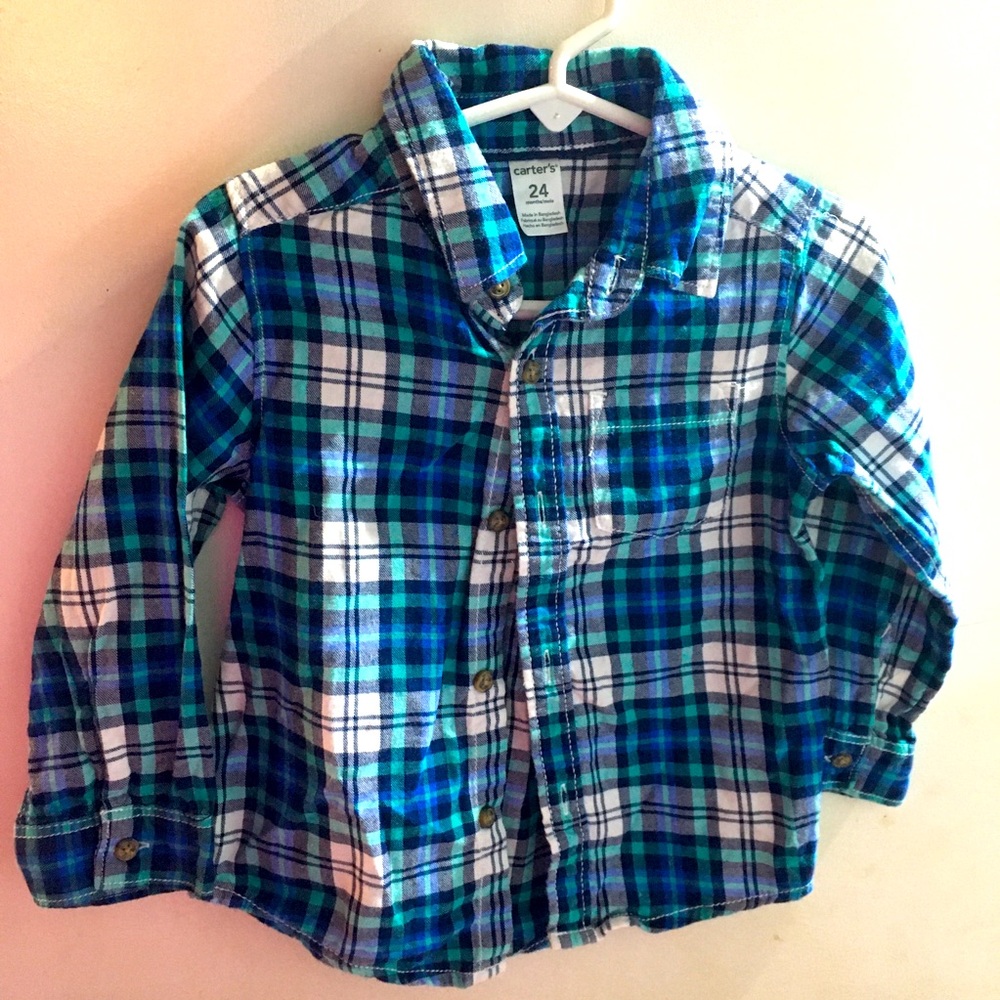 Toddler button up long sleeve shirt, size 24 M